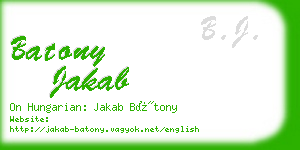 batony jakab business card